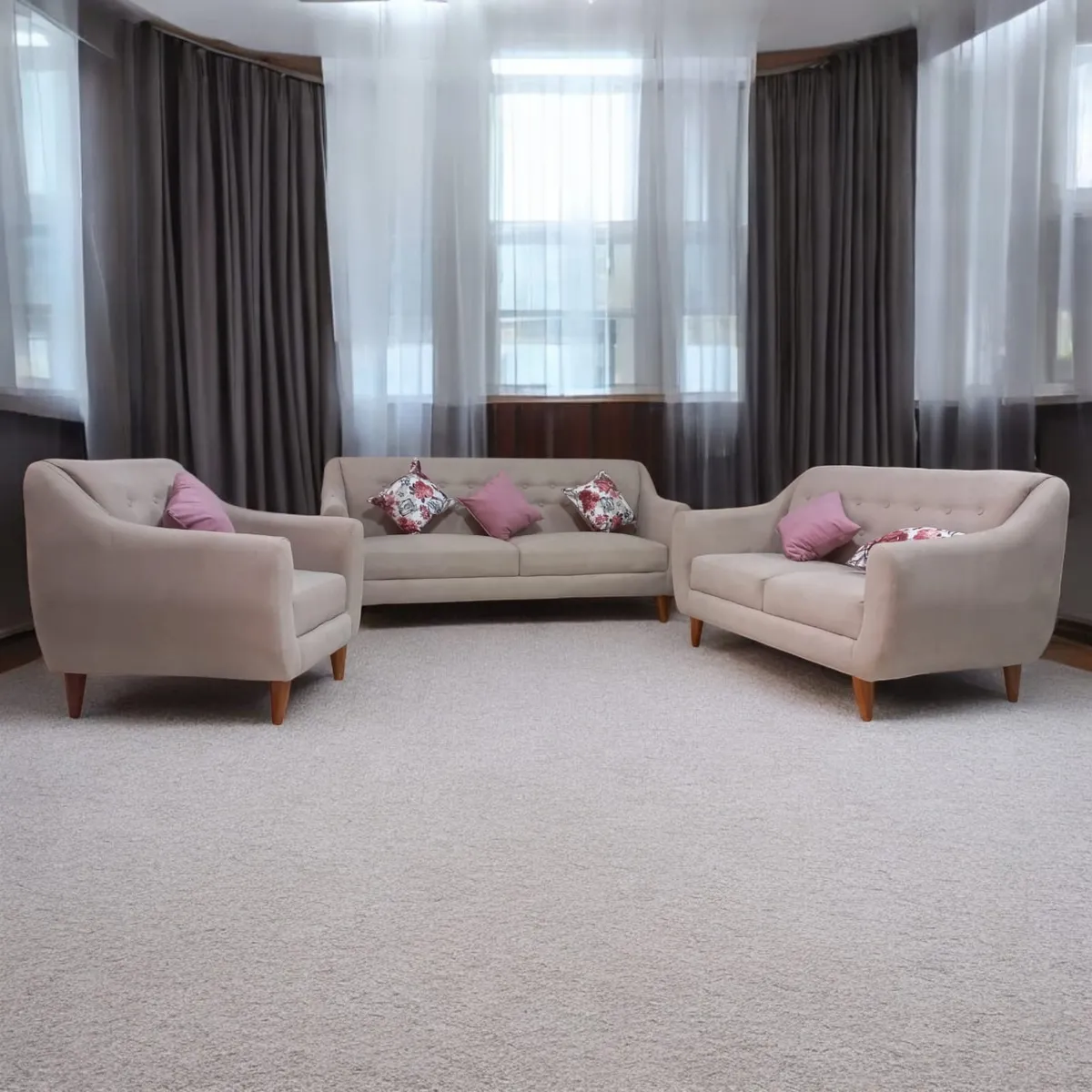 GENERICO - seccional vintage 3 2 1 beige + 6 cojines de regalo