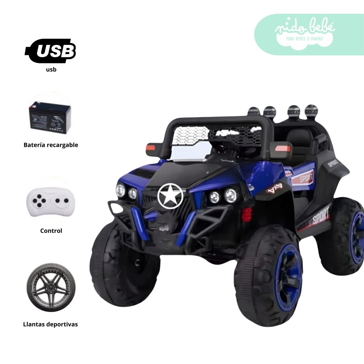 GENERICO - Cuatrimoto a Batería Modelo Star Blue