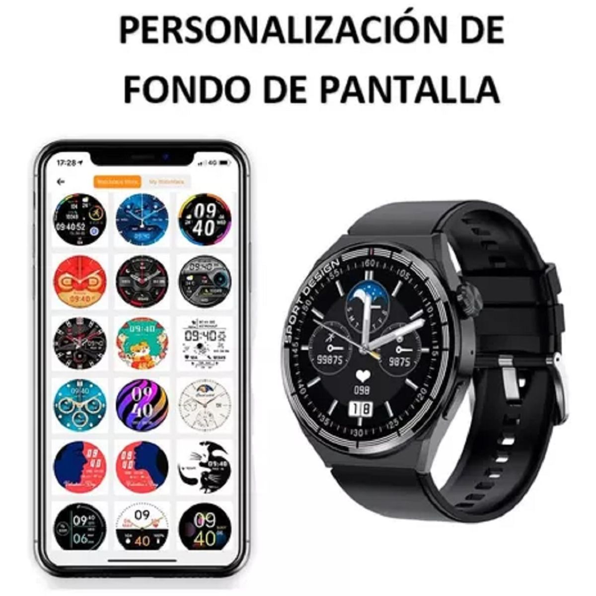 GENERICO - Smart Watch Gt3 Max Sport Con 3 Correas Deportivo Con Nfc Plata