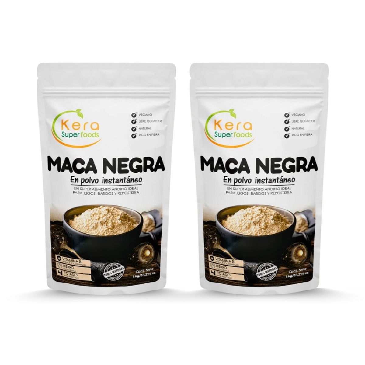 KERA SUPERFOODS - PACK MACA NEGRA 1KG X 2
