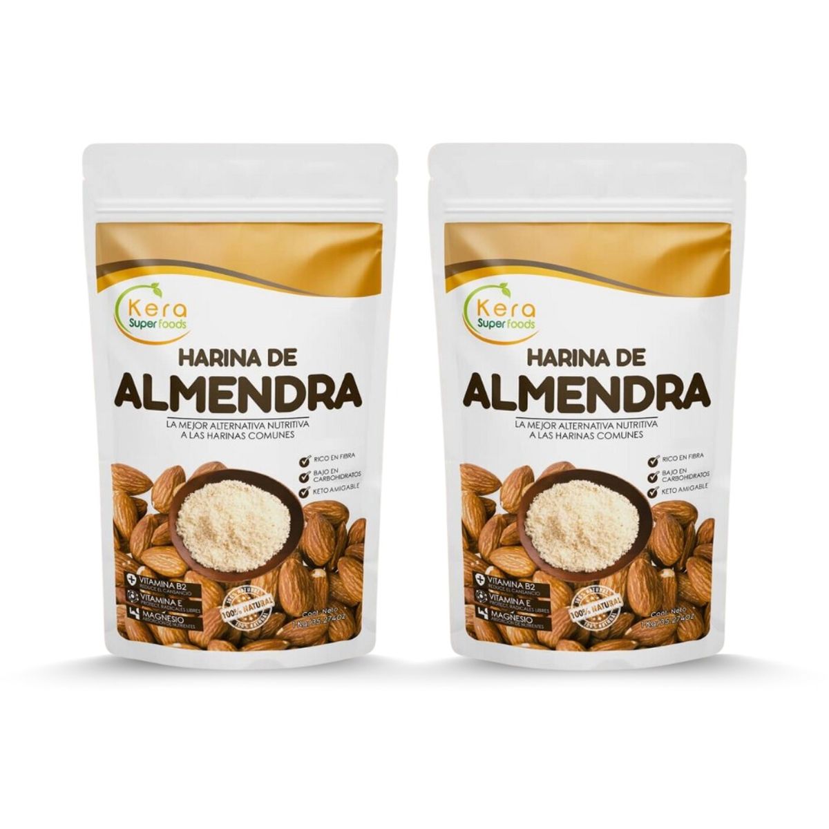 KERA SUPERFOODS - PACK HARINA DE ALMENDRA 1KG X 2