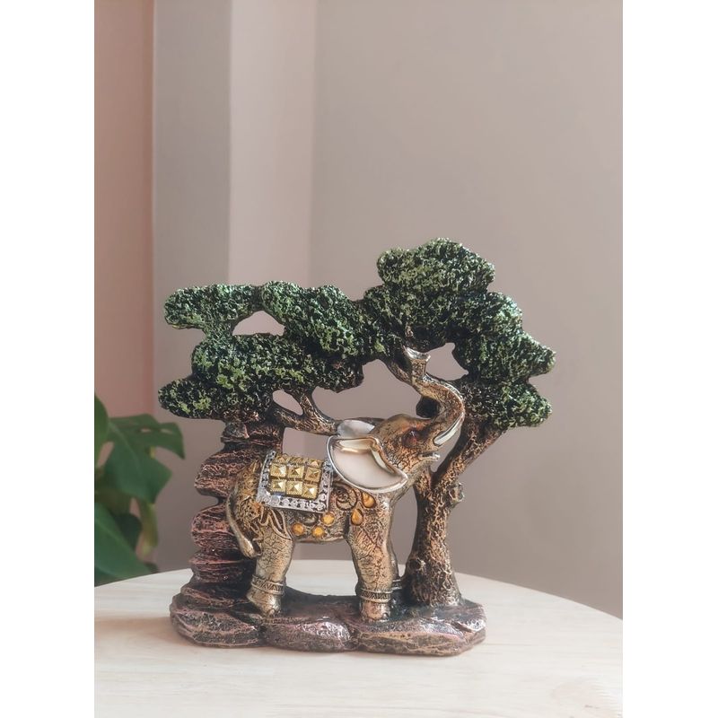 GENERICO - Elefante Con Árbol Verde 20x4x15 cm
