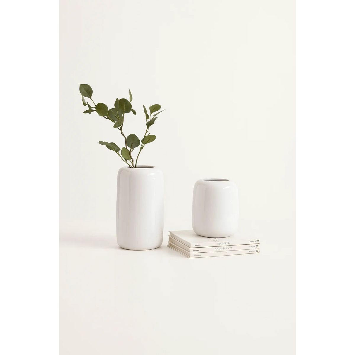 GENERICO - Pack 2 de Jarrones de Cerámica Blanca - Elegancia Atemporal