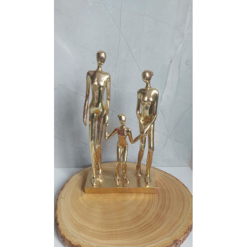 GENERICO - Adorno Familia Decorativa Dorada 25x6x13 cm