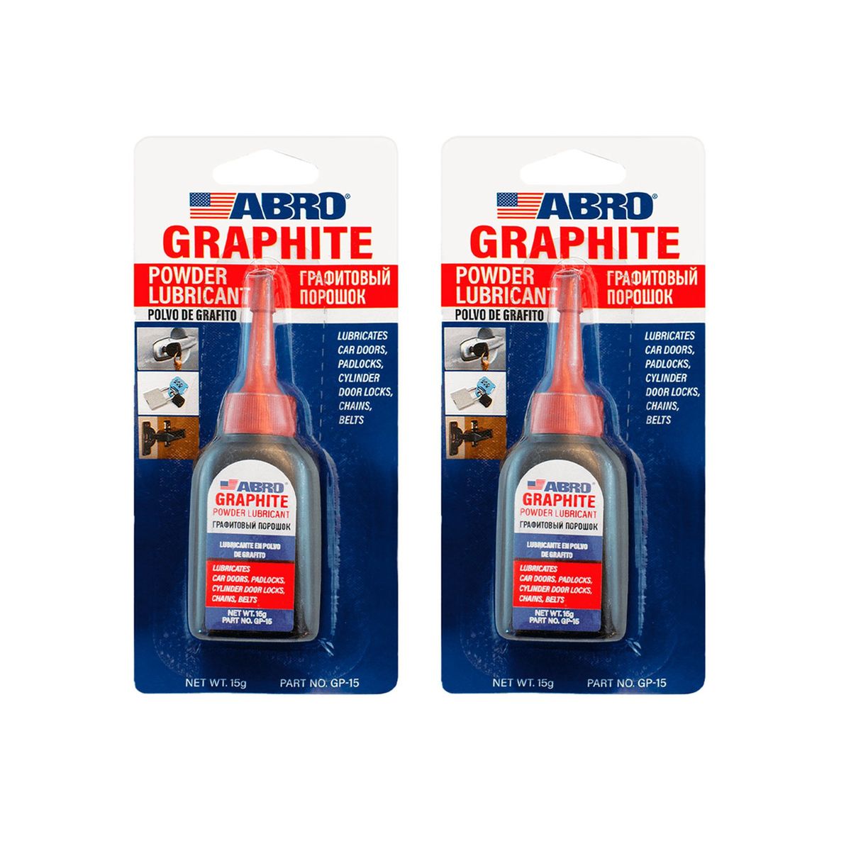 ABRO - Lubricante de Grafito en Polvo para Cerraduras GP-15 Pack x 2