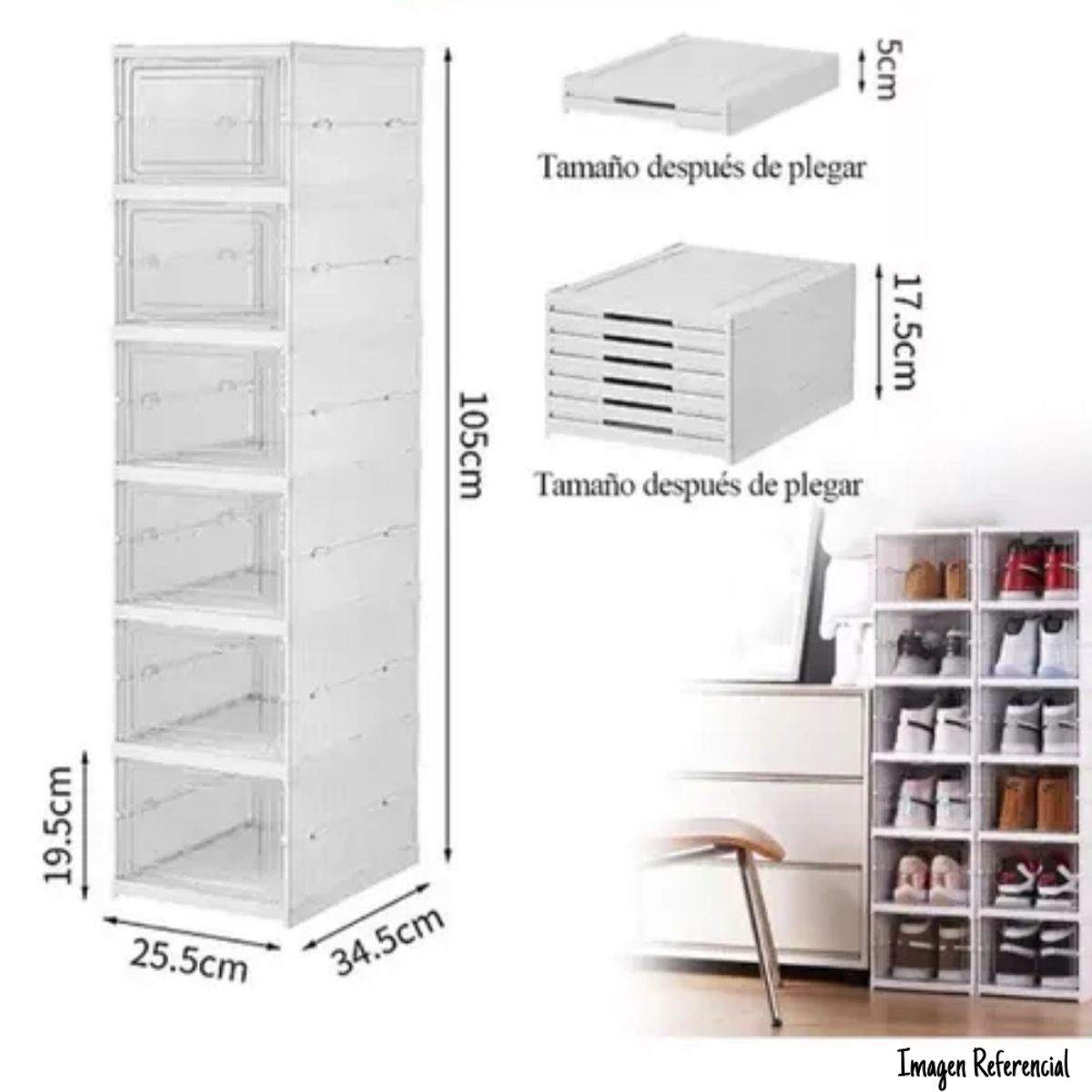 GENERICO - Organizador Acrílico Plegable de Zapatos - 12 Cajones