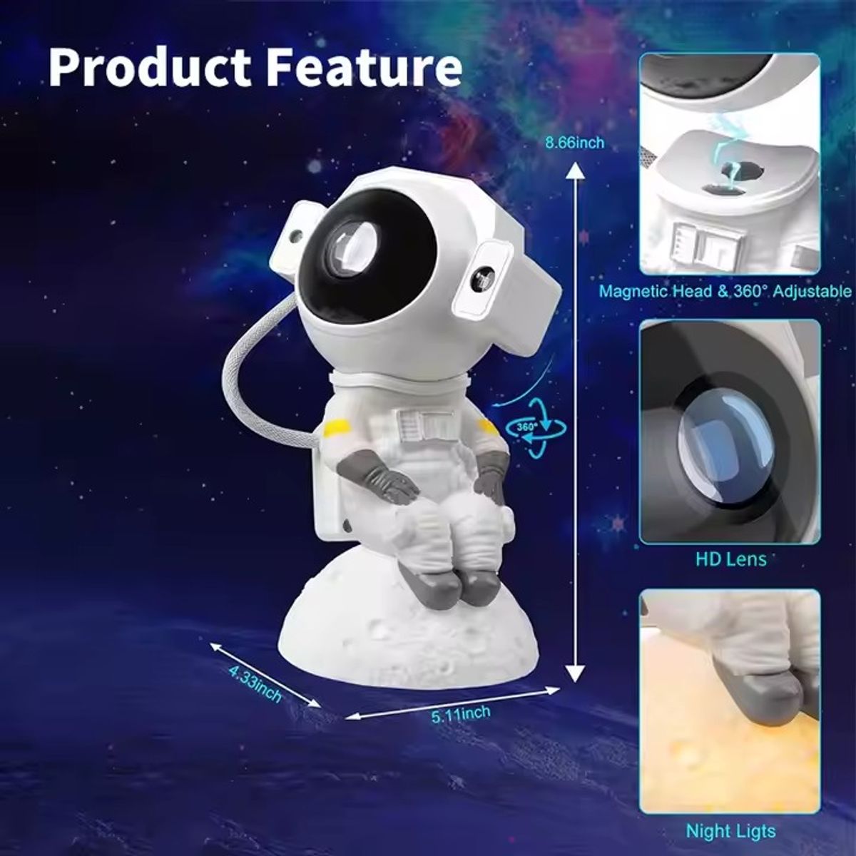 GENERICO - PARLANTE PROYECTOR MODELO ASTRONAUTA 2025