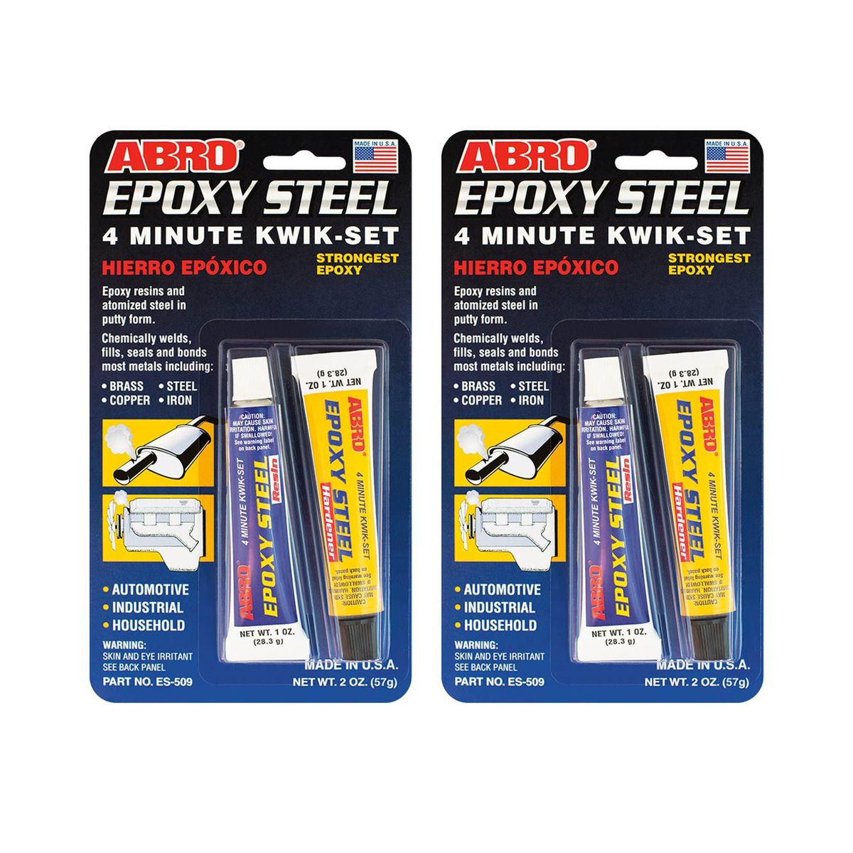 ABRO - ABRO Adhesivo Acero Epóxico ES-509 Pack x 2