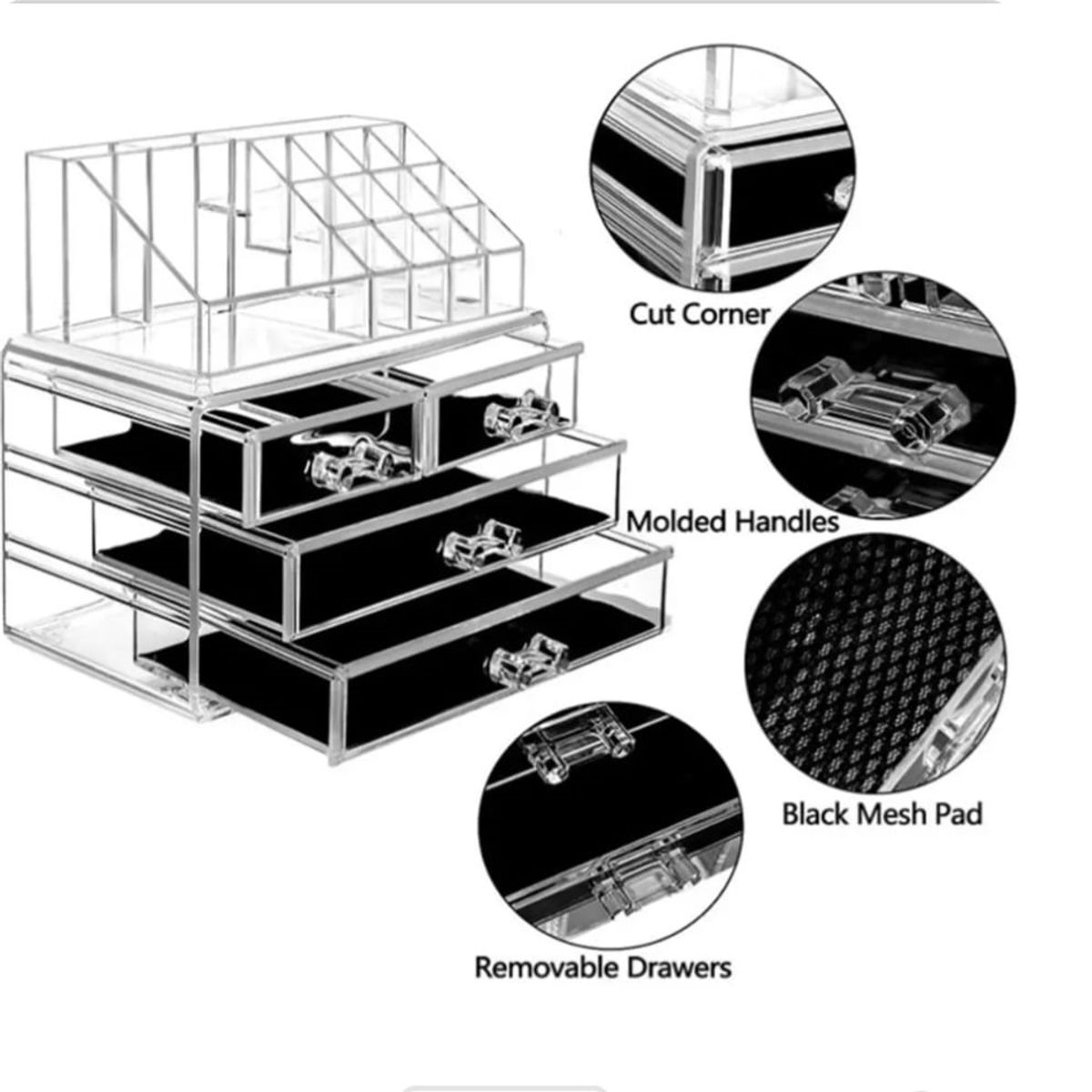 GENERICO - ORGANIZADOR DE MAQUILLAJE Y JOYAS ACRÍLICAS TRANSPARENTE