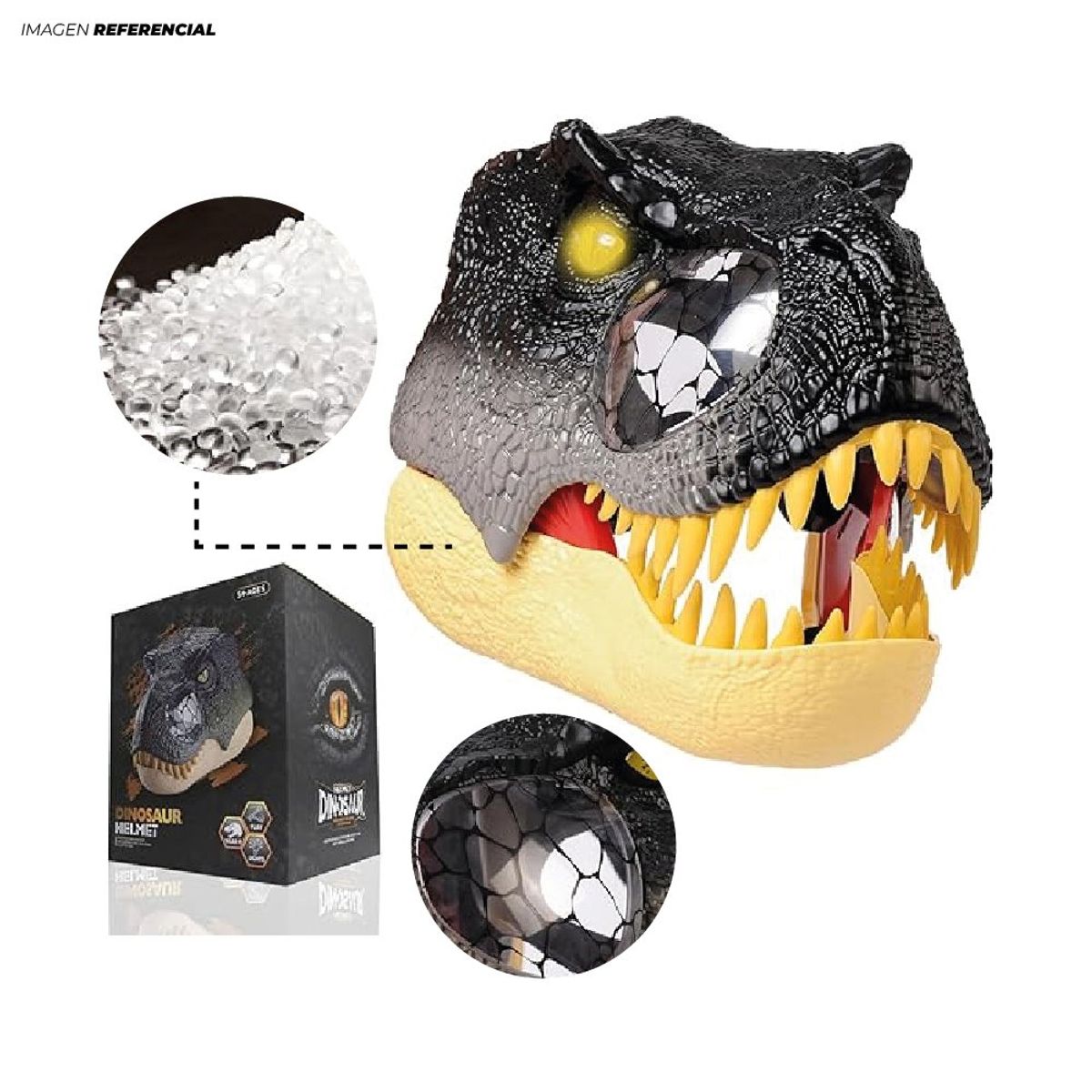 GENERICO - Mascara Dinosaurio T-rex ajustable Sonido y luz en los Ojos