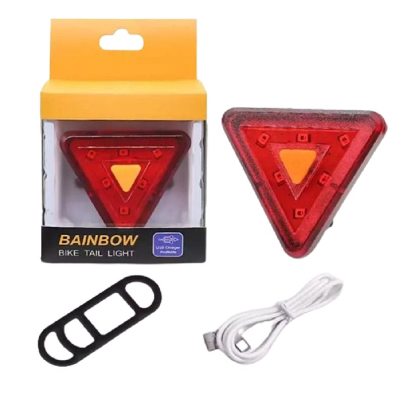 OEM - LUZ TRASERA DE BICICLETA  TRIANGULAR RECARGABLE 5 MODOS