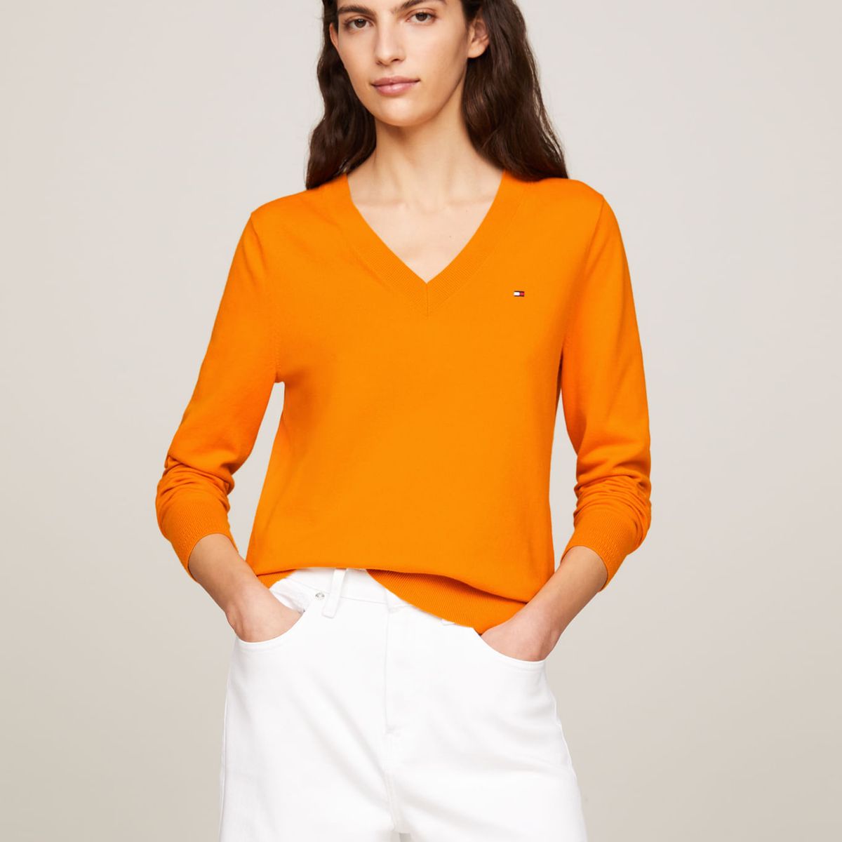 TOMMY HILFIGER - SWEATER CO JERSEY STITCH V-NK SWEATER TH