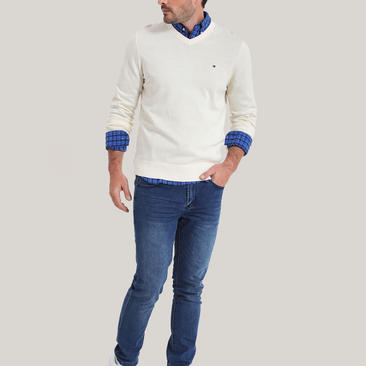 TOMMY HILFIGER - SWEATER CLASSIC COTTON V NECK