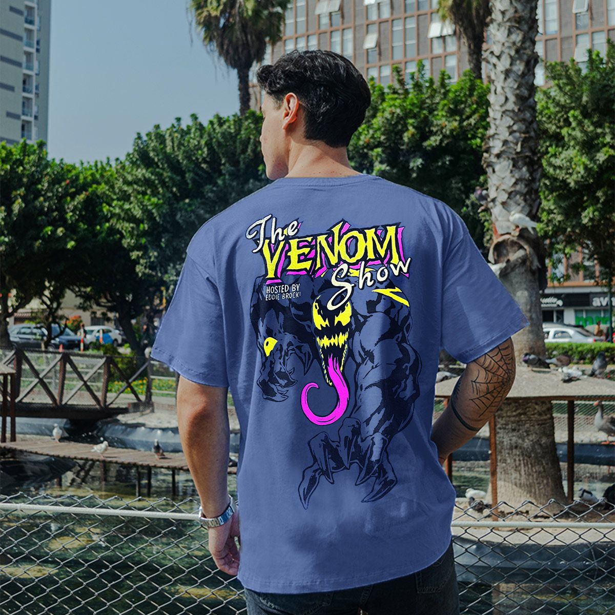 MARVEL - POLO OVERSIZE MC HOMBRE VENOM  ACERO POLO