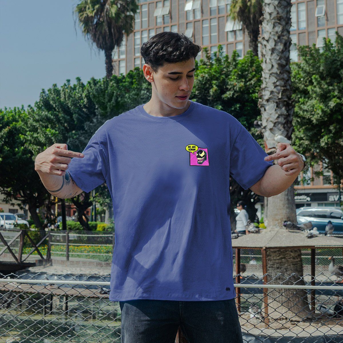 MARVEL - POLO OVERSIZE MC HOMBRE VENOM  ACERO POLO