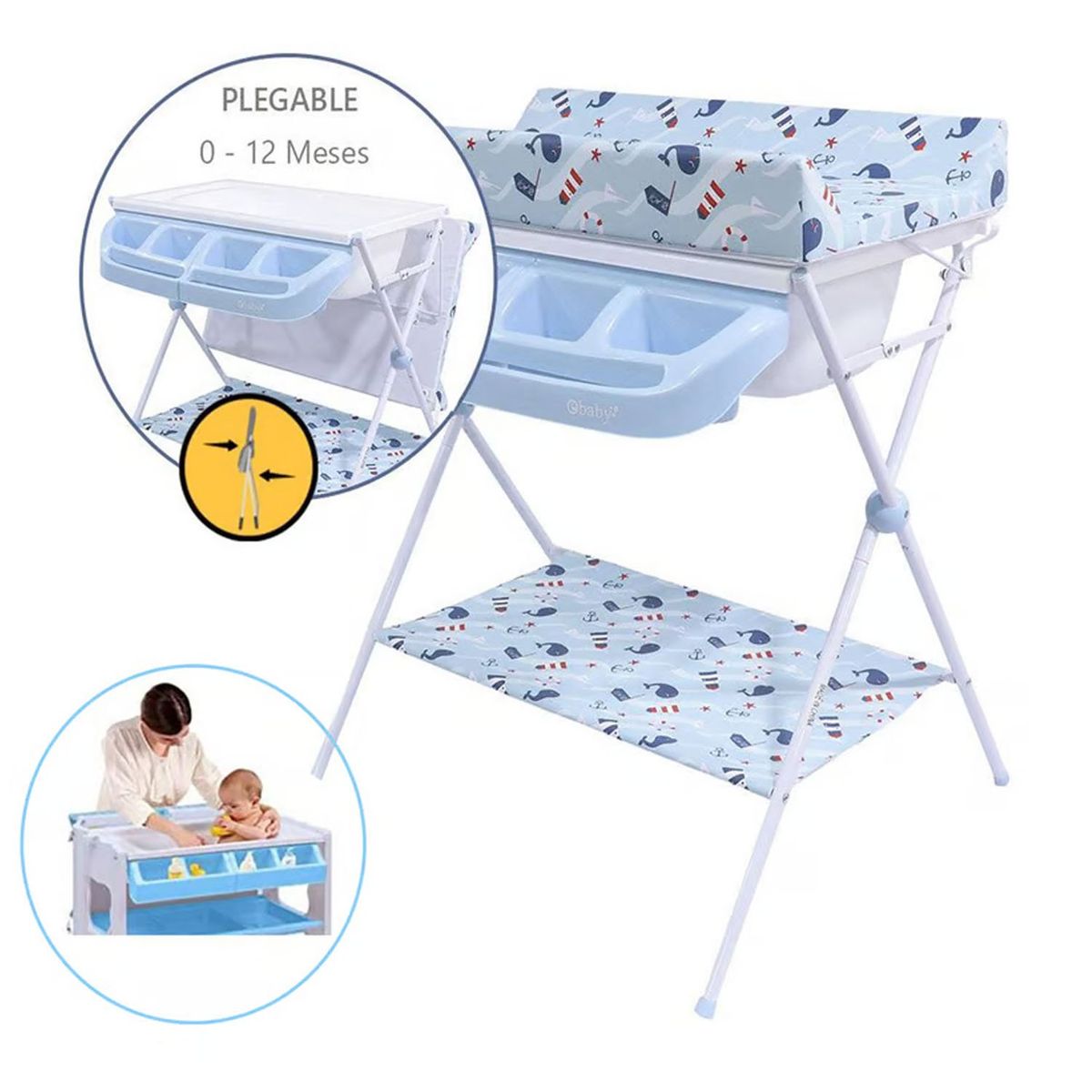 EBABY - Bañera Cambiador Maxi EB830 Azul
