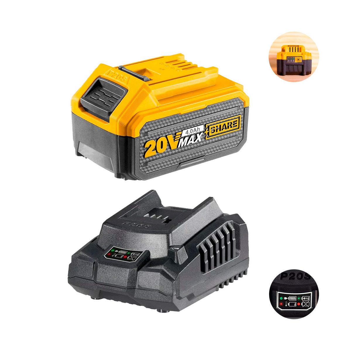 INGCO TOOLS - BATERÍA 20V 4AH MULTIHERRAMIENTA + CARGADOR 20V INGCO