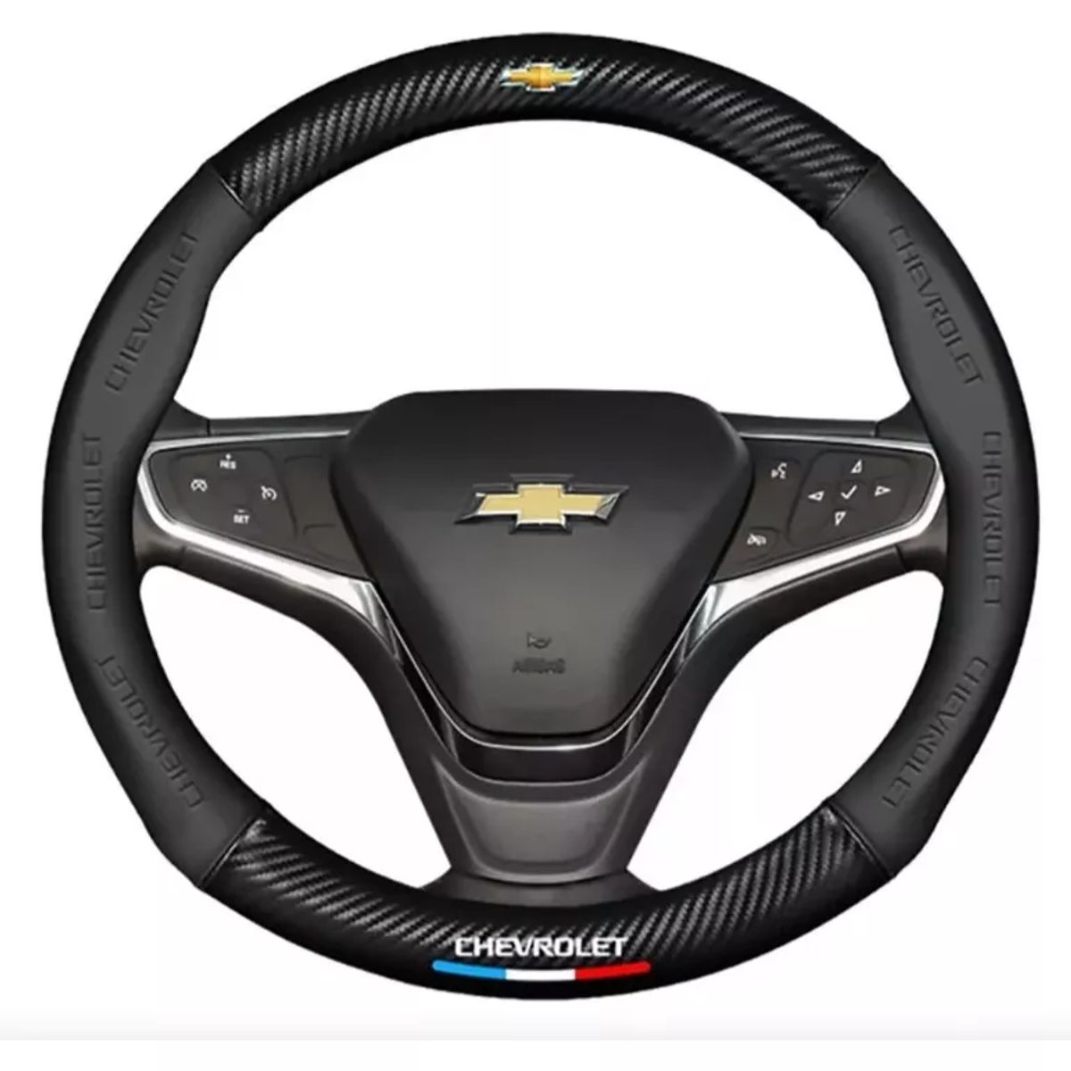 GENERICO - Forro Cubre Volante Premiun Fibra De Carbono Chevrolet