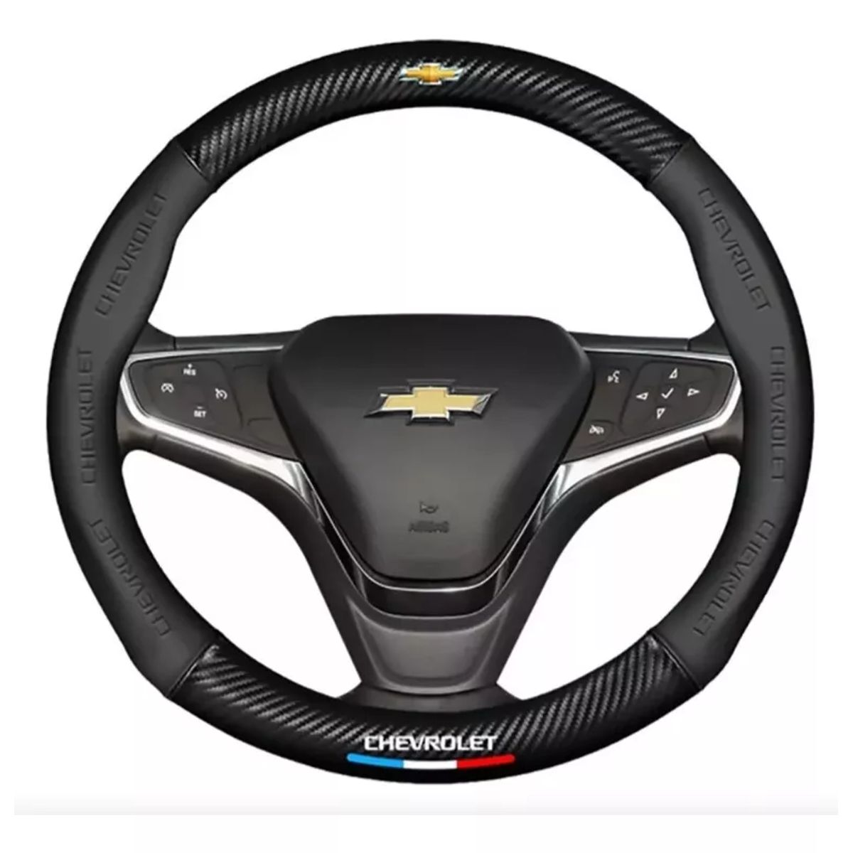 GENERICO - Forro Cubre Volante Premiun Fibra De Carbono Chevrolet