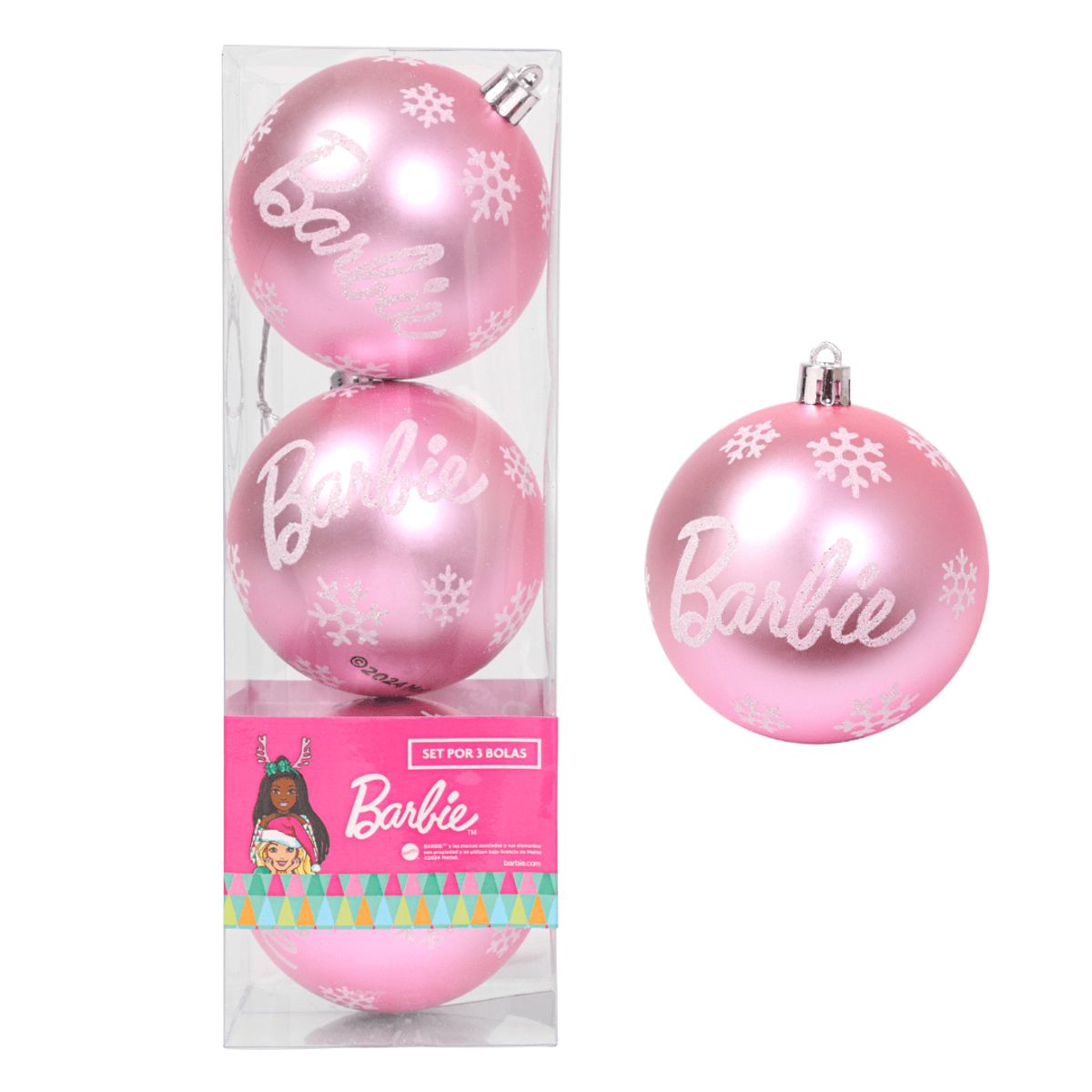 BARBIE - Set Bolas Navidad Arbol Barbie X3 unds 8cm Modelo 5