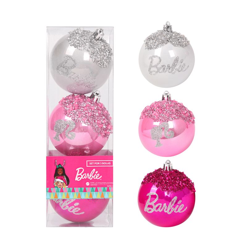 BARBIE - Set Bolas Navidad Arbol Barbie X3 unds 8cm Modelo 3