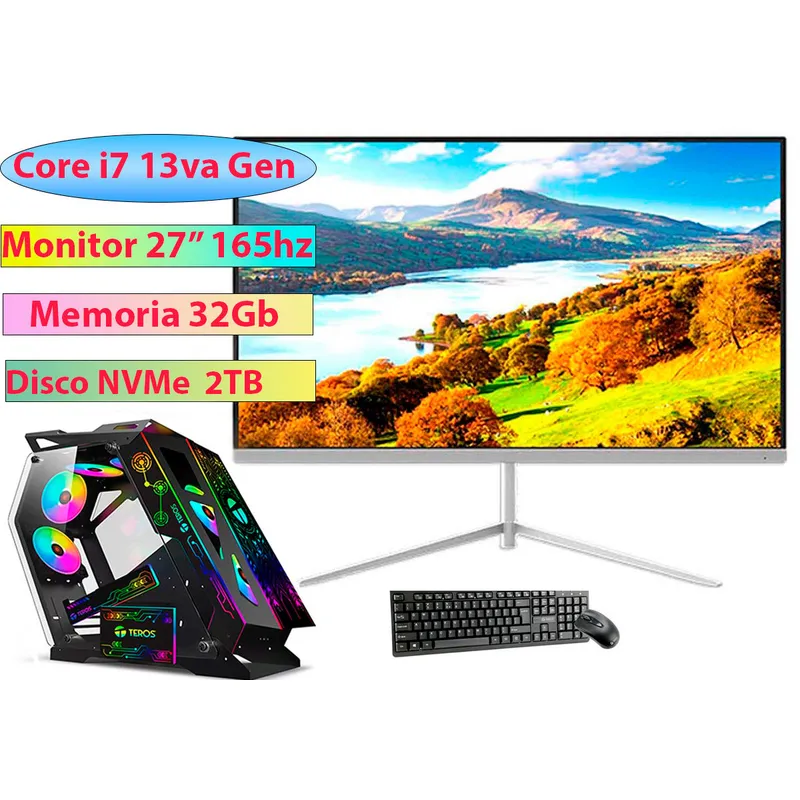 INTEL - Computadora Gamer Core i7-13700 Monitor 27 FullHD, 32GB Video 6GB, SSD 2TB