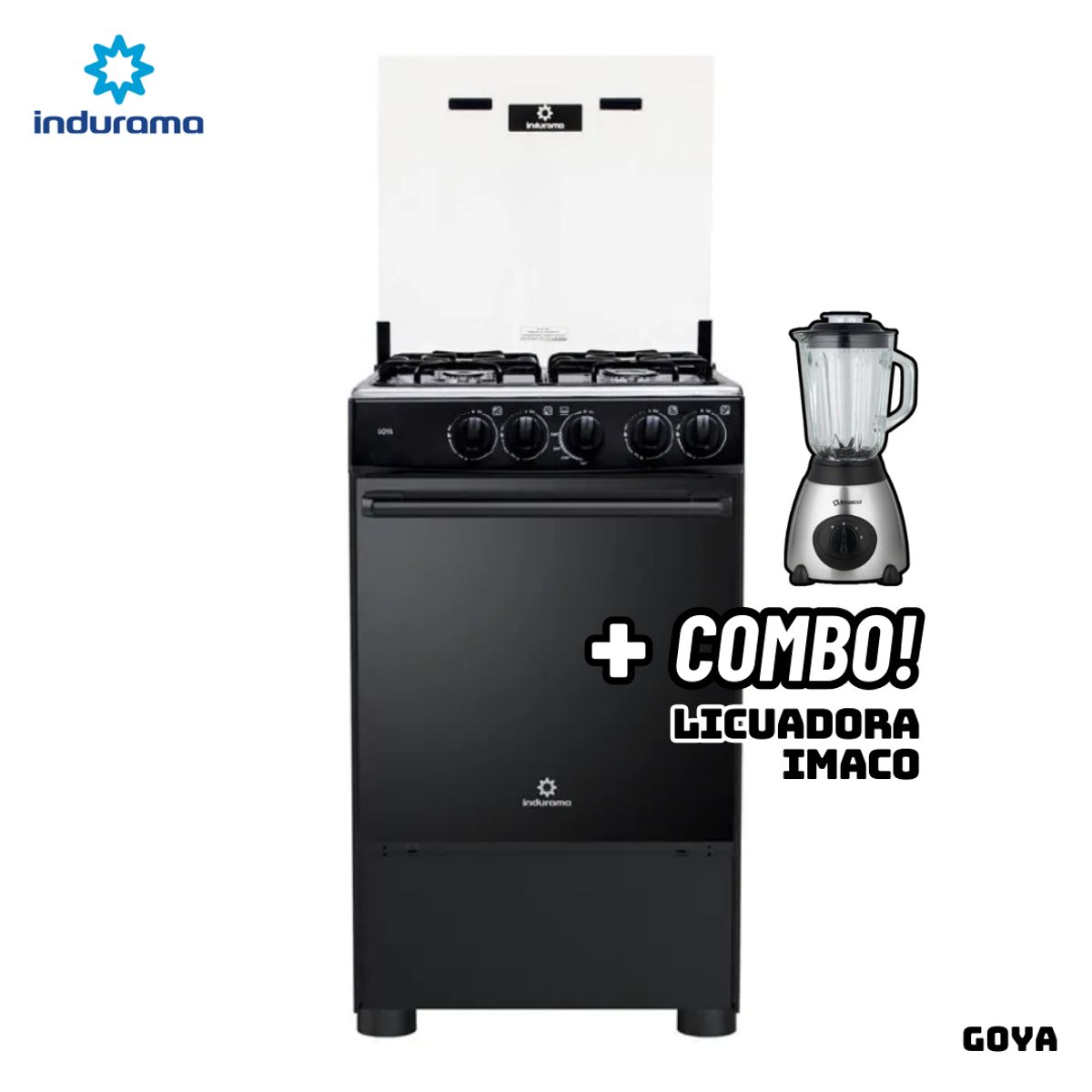 INDURAMA - COCINA DE PIE INDURAMA A GAS 4 HORNILLAS - GOYA + LICUADORA IMACO