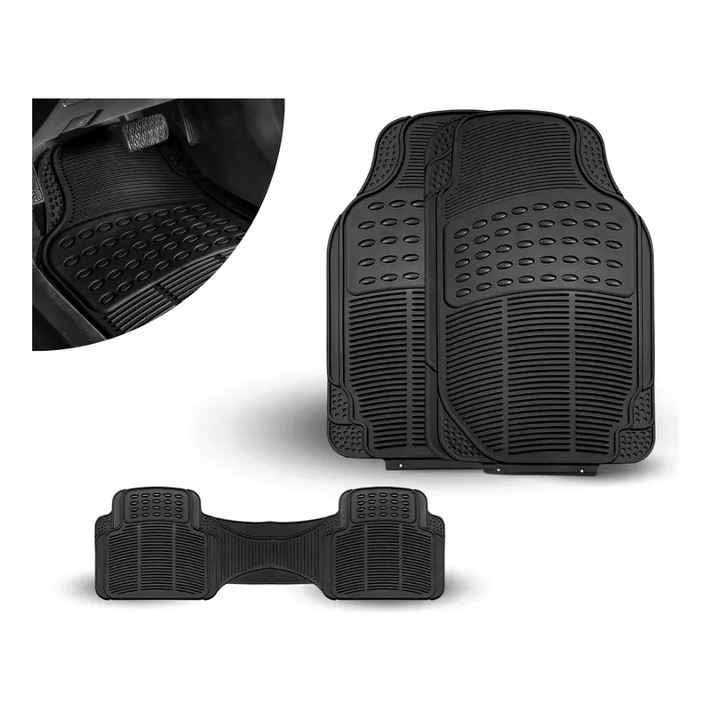 GENERICO - 1 Juego Tapetes 3pz Auto Camioneta Uso Rudo Universal