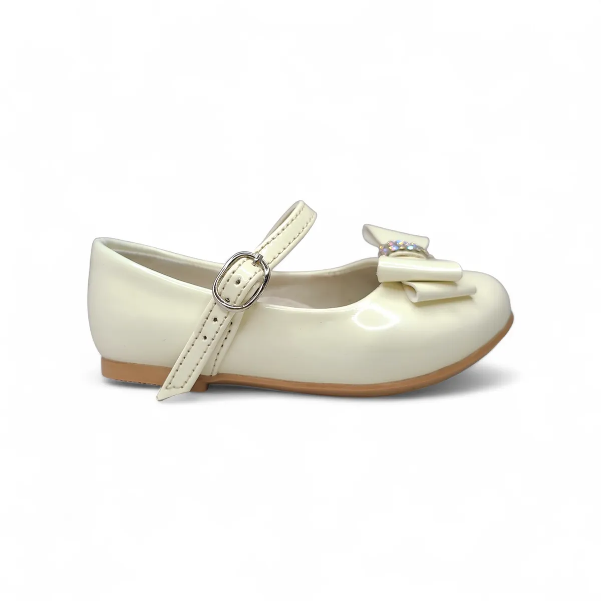 GENERICO - Ballerina con lazo Charol Perla para bebé niña