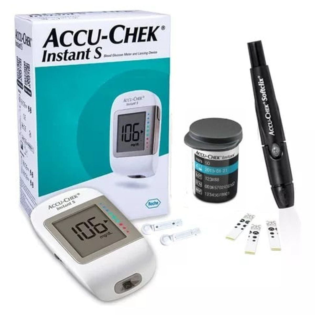 ACCU CHEK - TRIO ACCUCHEK INSTANT S MEDIDOR DE GLUCOSA, 10 TIRAS Y 10 LANCETAS