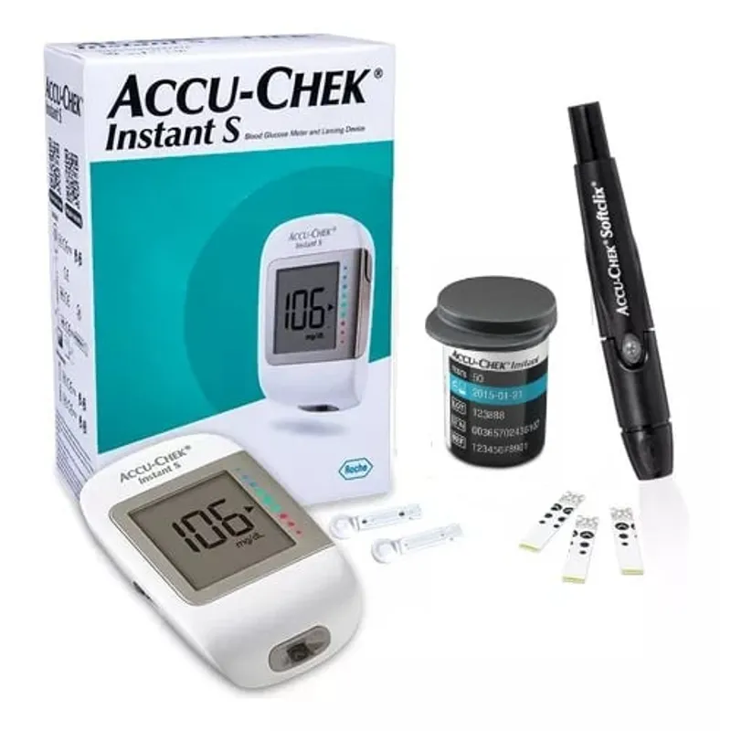 ACCU CHEK - TRIO ACCUCHEK INSTANT S MEDIDOR DE GLUCOSA, 10 TIRAS Y 10 LANCETAS