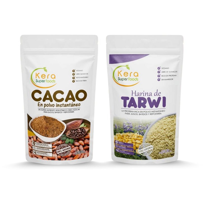 KERA SUPERFOODS - PACK CACAO EN POLVO + TARWI 1KG