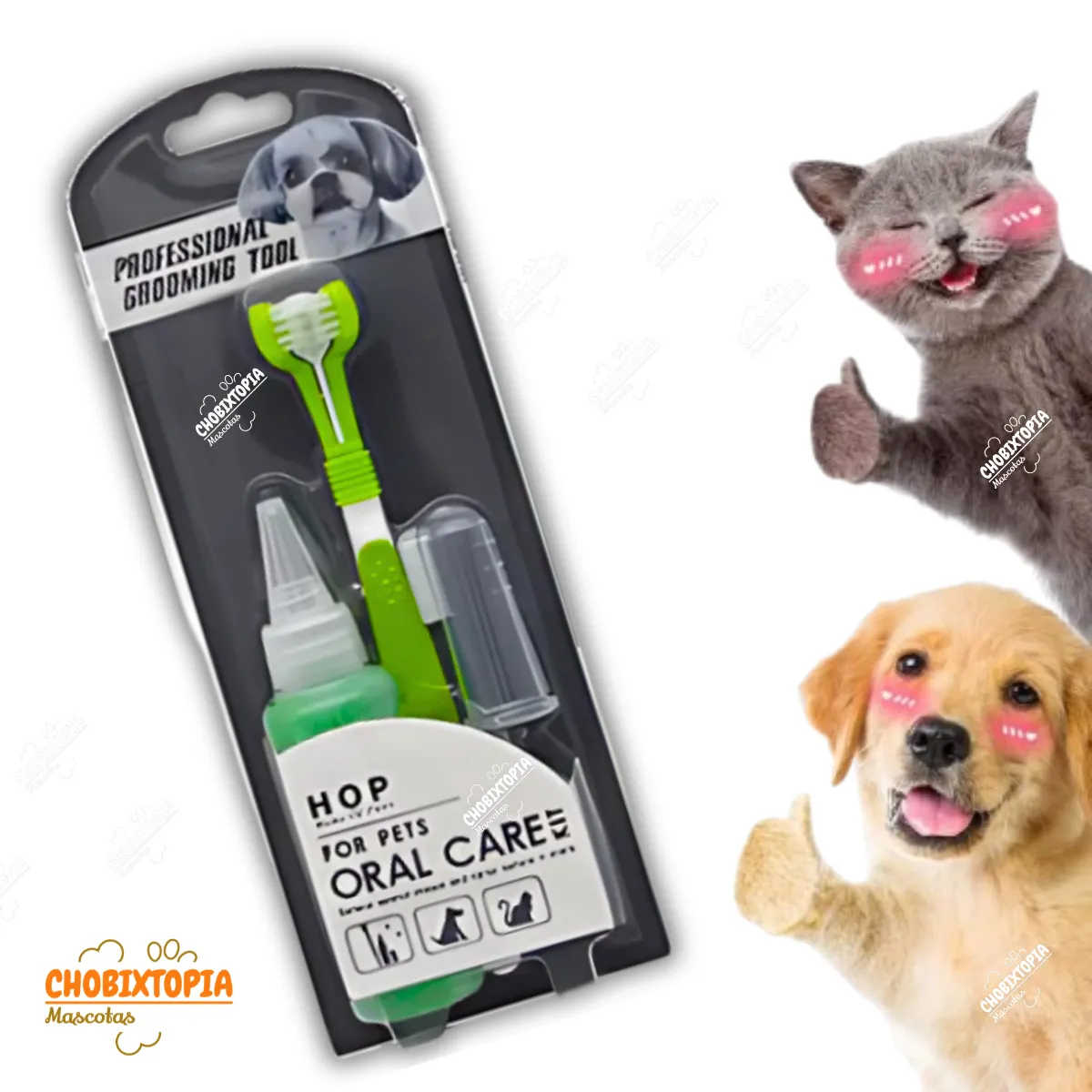 GENERICO - KIT CEPILLOS Y PASTA DENTAL GEL MASCOTA-PERROS Y GATOS