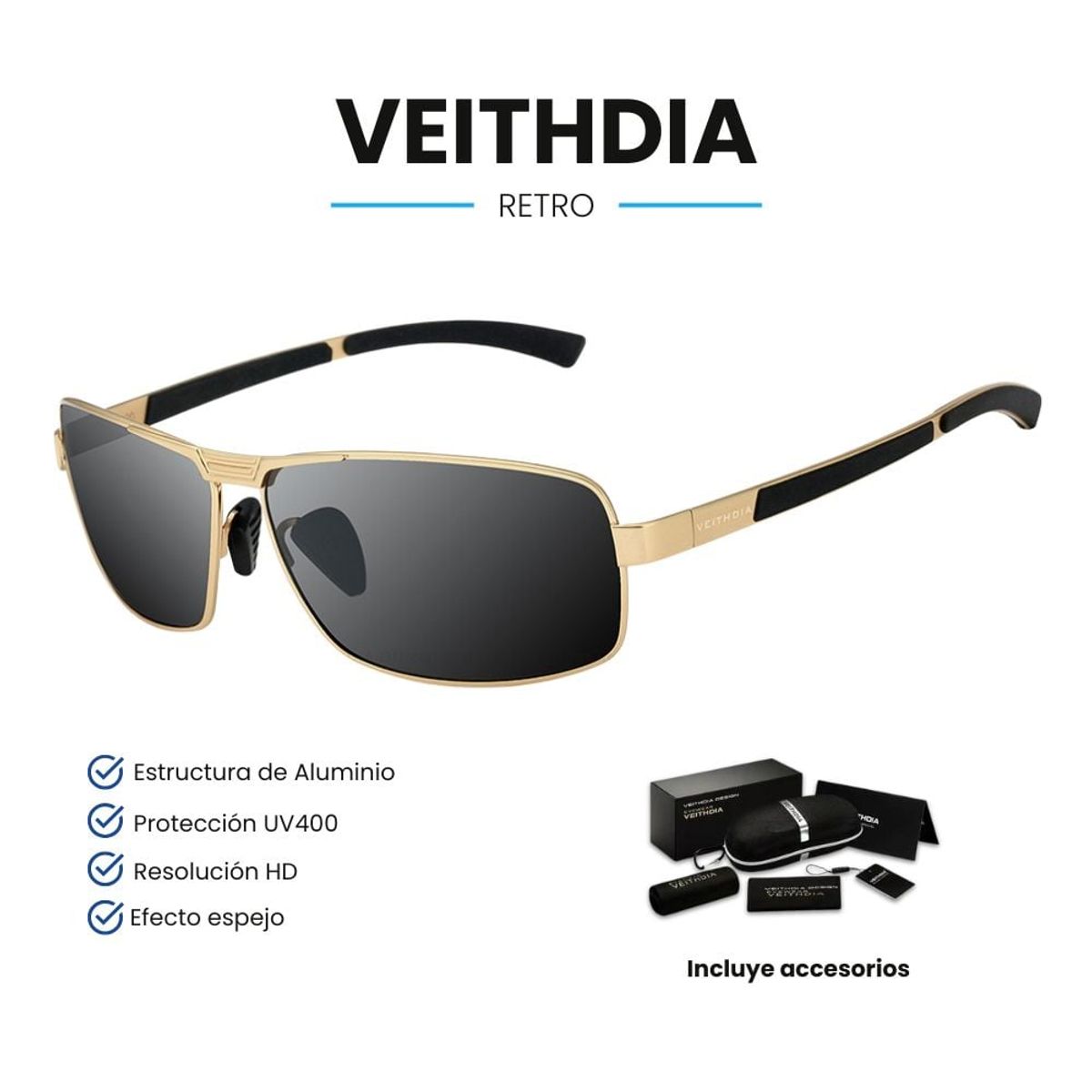 VEITHDIA - Lentes de Sol VEITHDIA Retro - Polarizados - UV400