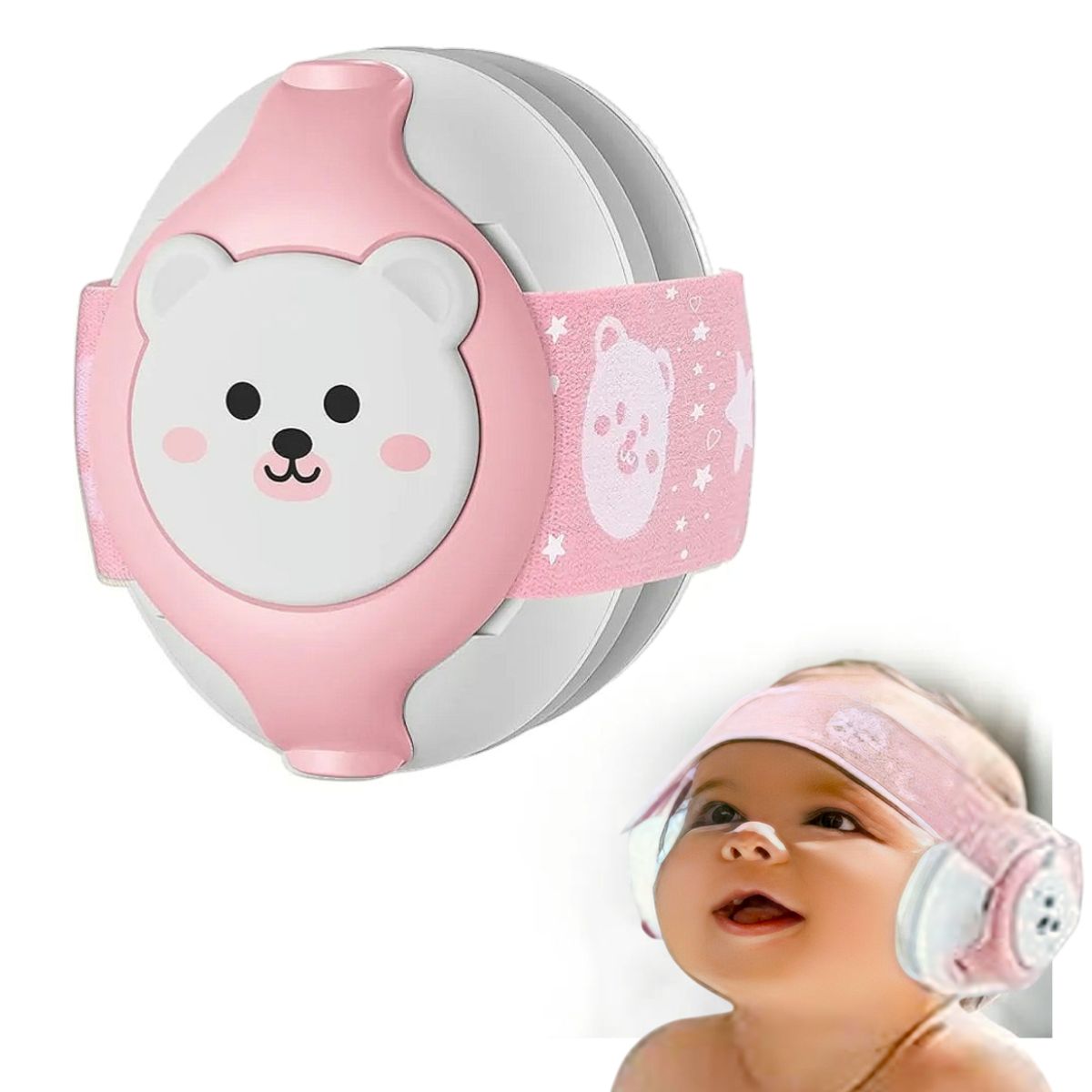 GENERICO - Audifonos Antiruido Orejeras Bebés 1-18 Meses Vincha Ajustable ROSA - YOMAY