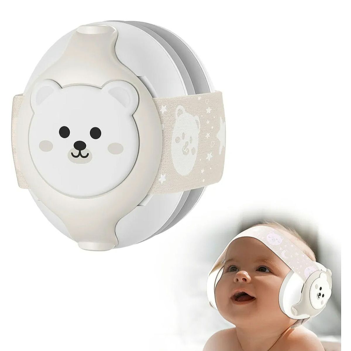 GENERICO - Audifonos Antiruido Orejeras Bebés 1-18 Meses Vincha Ajustable BEIGE - YOMAY