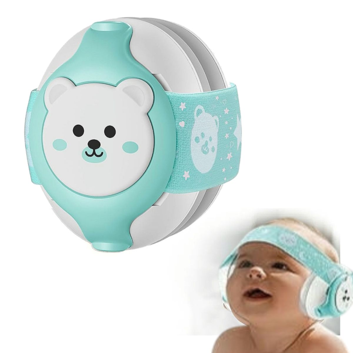 GENERICO - Audifonos Antiruido Orejeras Bebés 1-18 Meses Vincha Ajustable Turquesa - YOMAY
