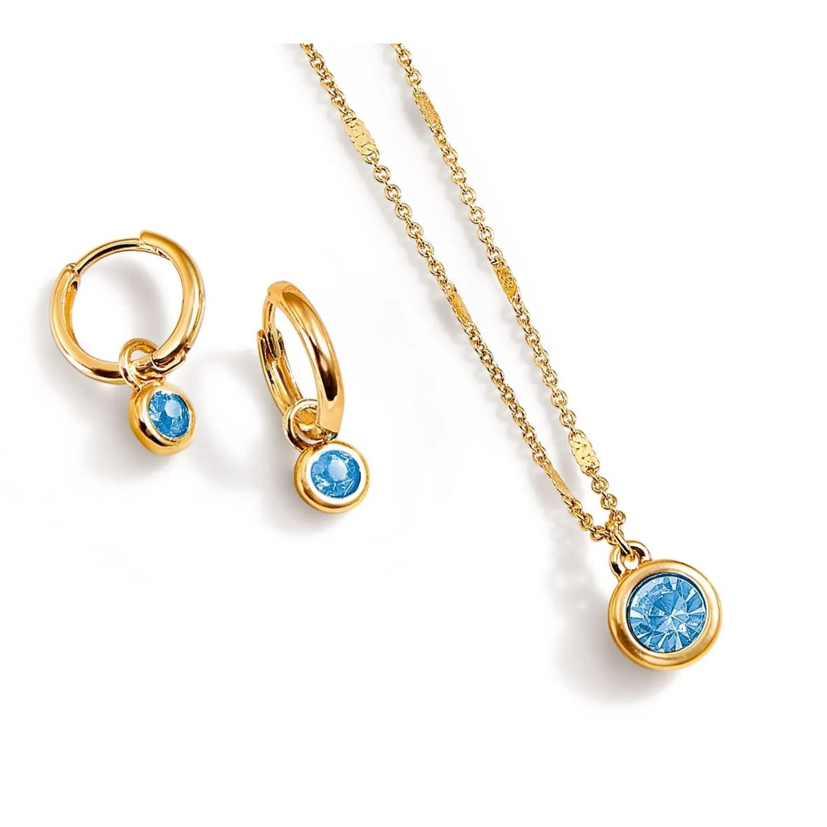 ESIKA - Set Collar + Aretes Topacio Diciembre Baño de Oro 24k y Cristales