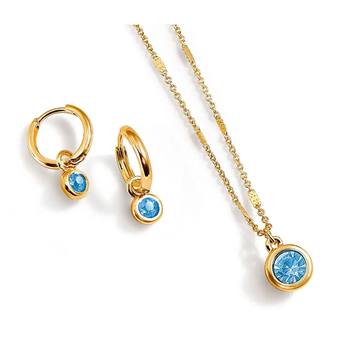 ESIKA - Set Collar + Aretes Topacio Diciembre Baño de Oro 24k y Cristales