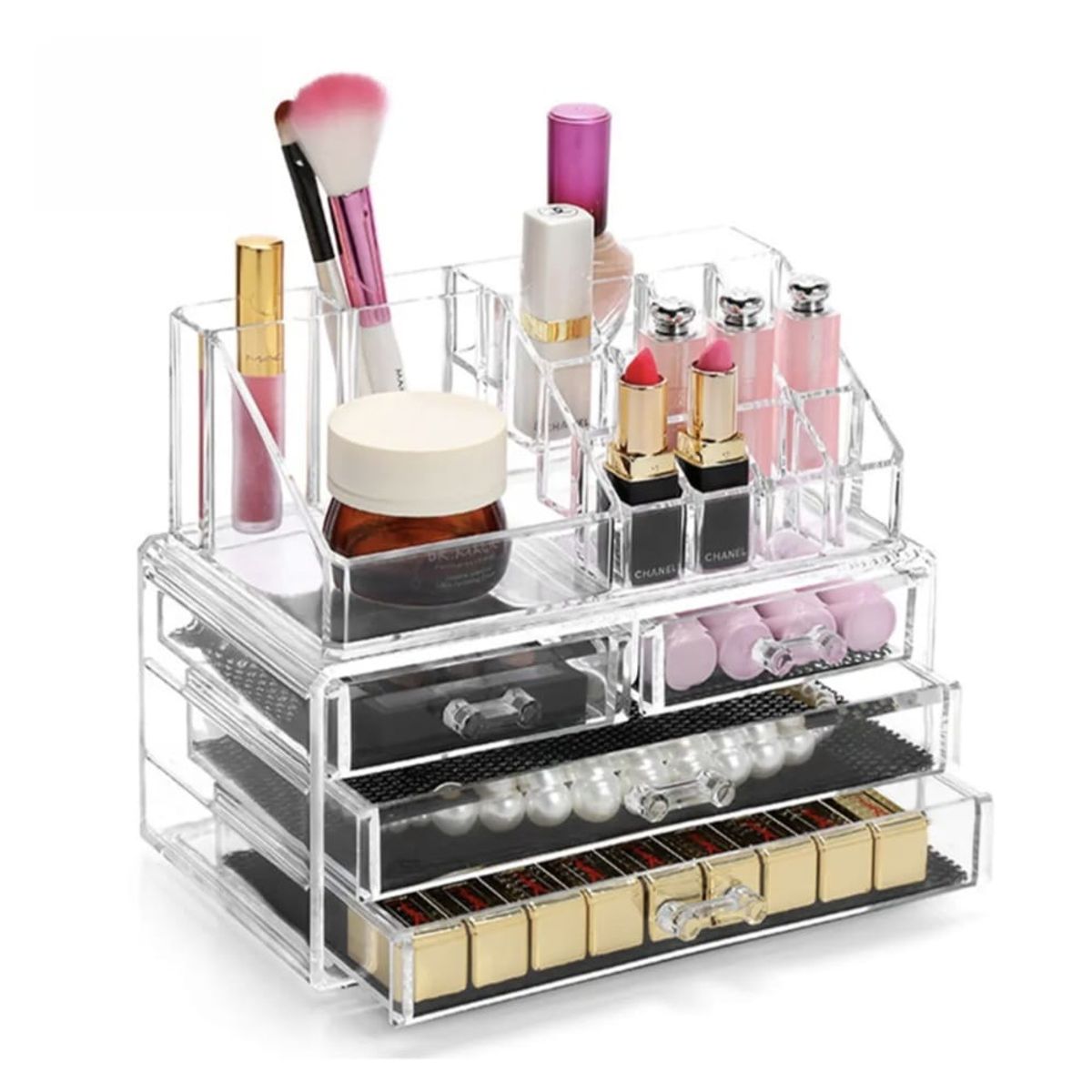 GENERICO - ORGANIZADOR DE MAQUILLAJE Y JOYAS ACRÍLICAS TRANSPARENTE