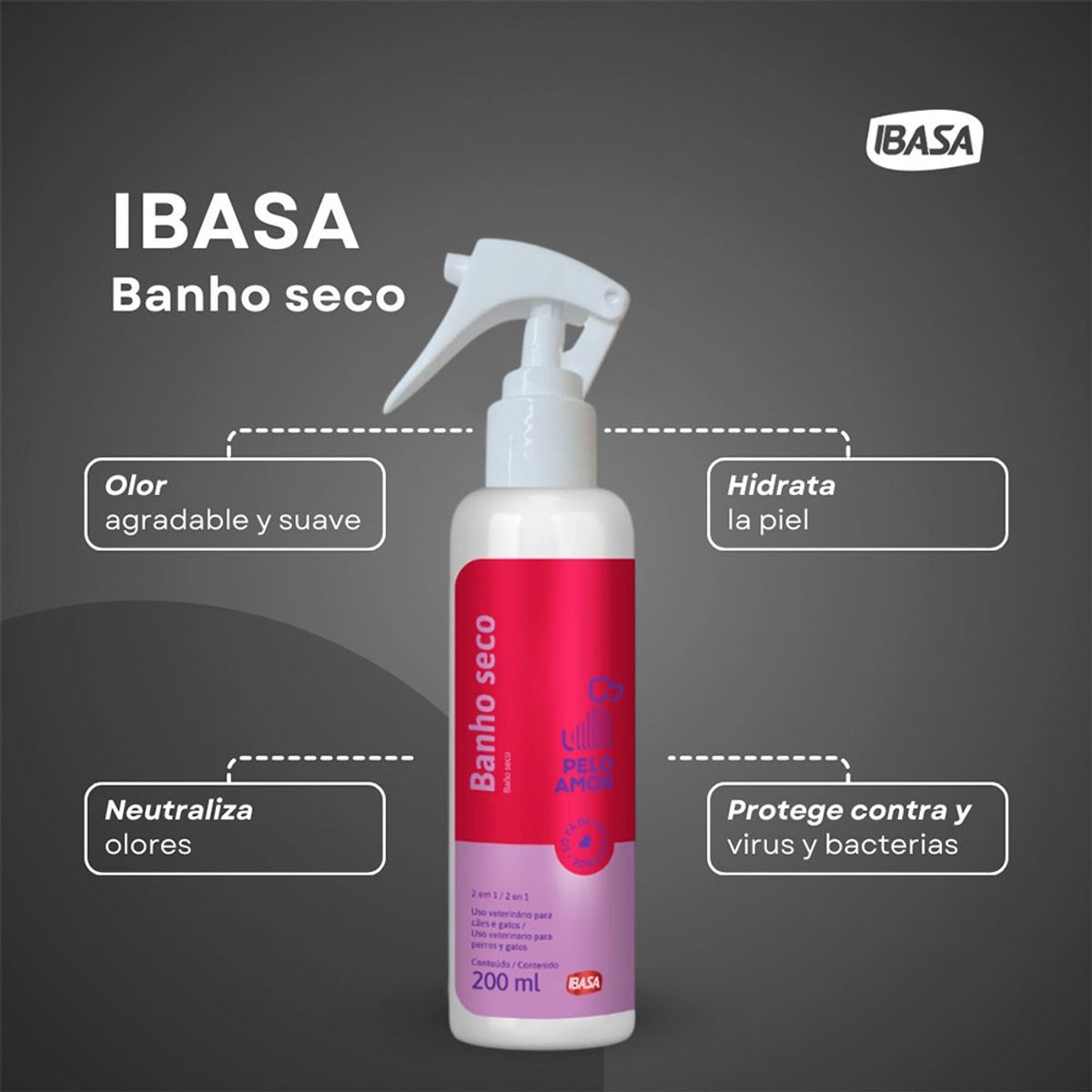 GENERICO - Baño Seco Perros y Gatos Ibasa Neutraliza olores 200ml