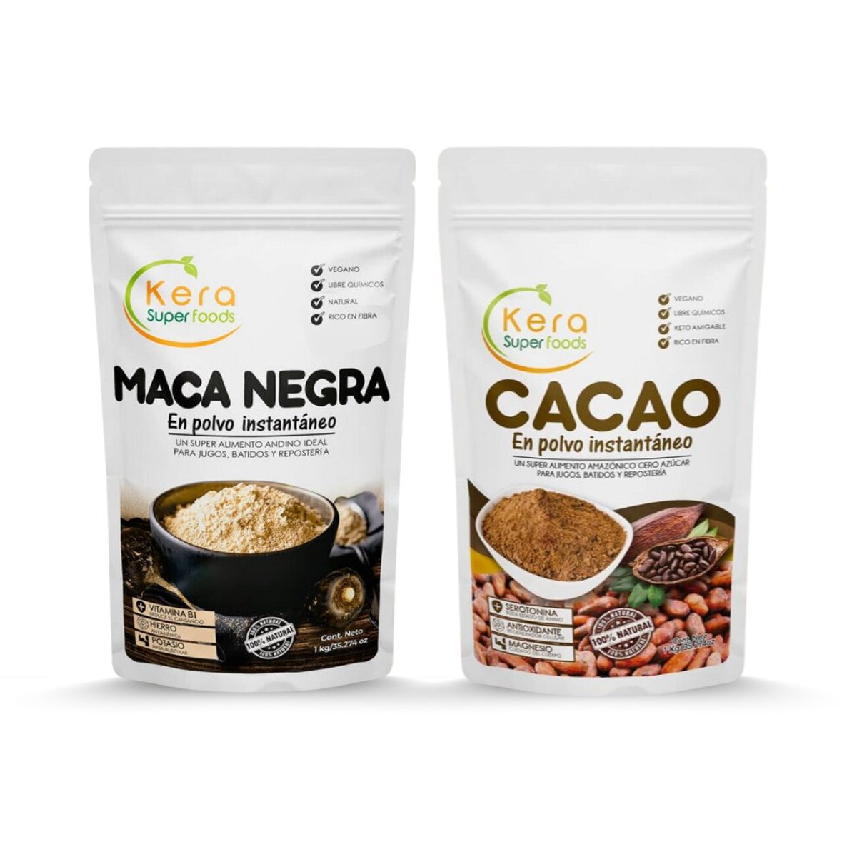 KERA SUPERFOODS - PACK MACA NEGRA + CACAO 1KG
