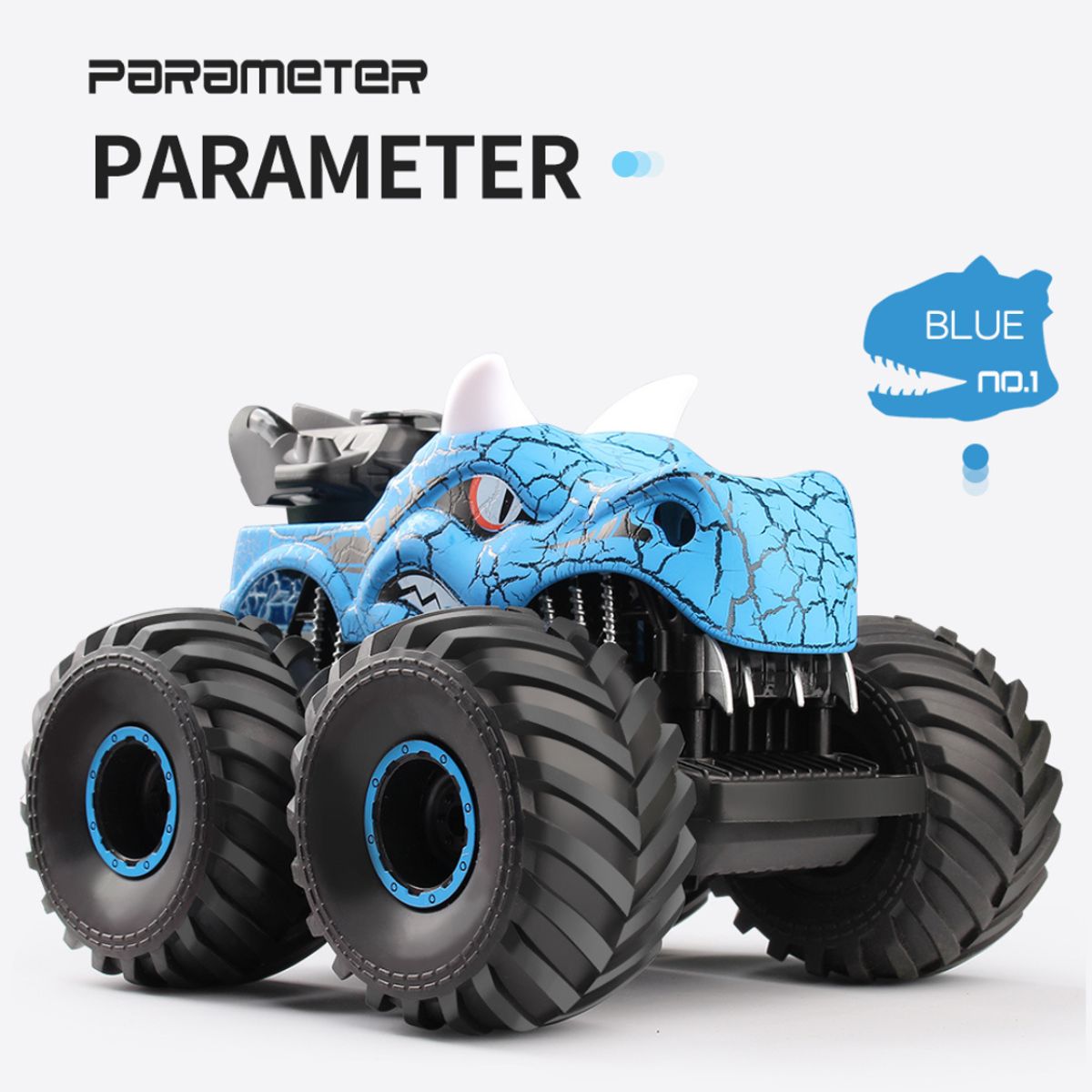 GENERICO - Monster Truck Dino con pulverización y acrobacias 360°-Azul