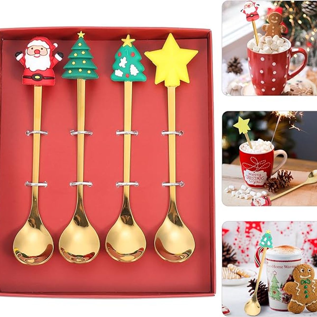 GENERICO - Mini Cubiertos con Diseño Navideño set x4