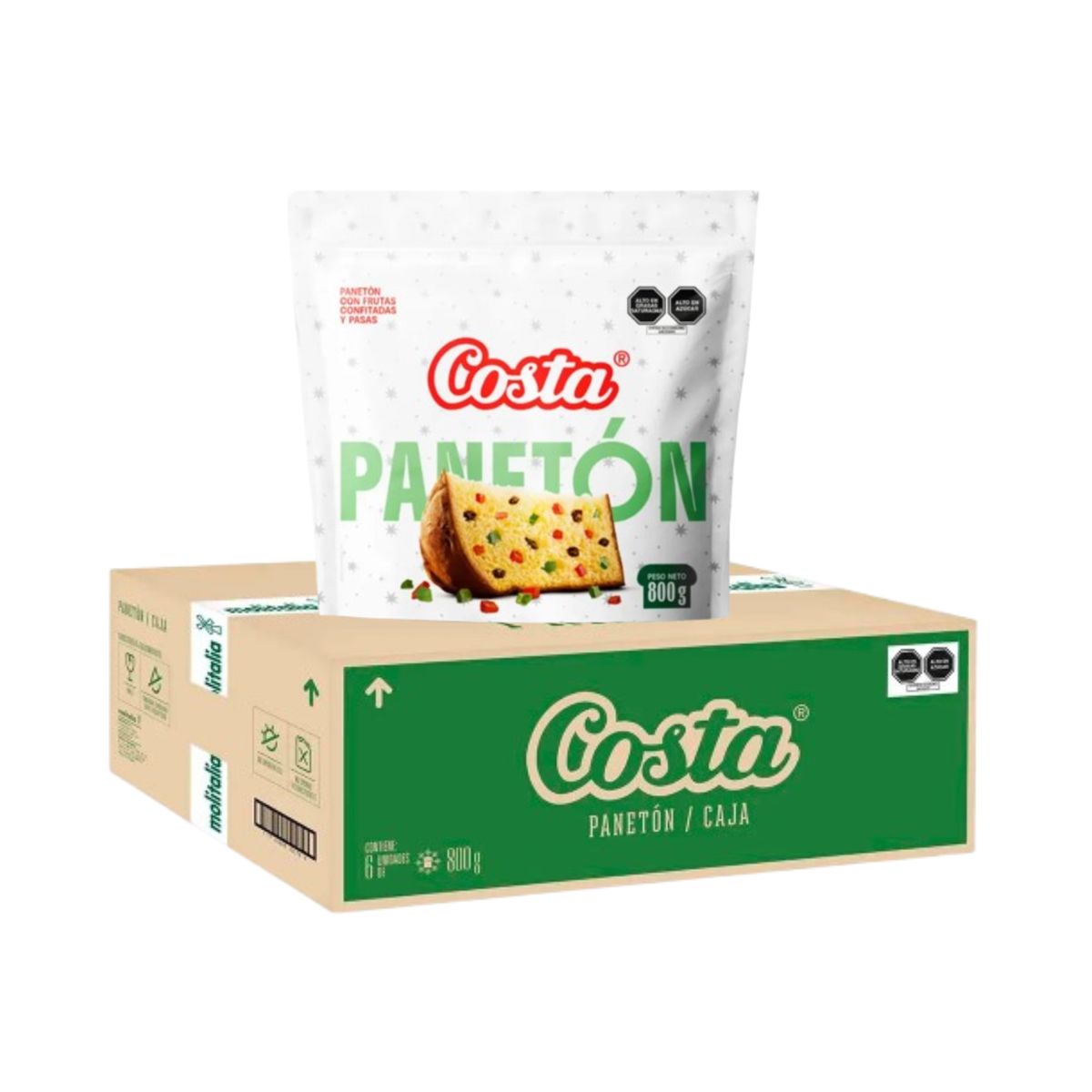 COSTA - CAJA X 6 PANETON COSTA EN BOLSA 800GR