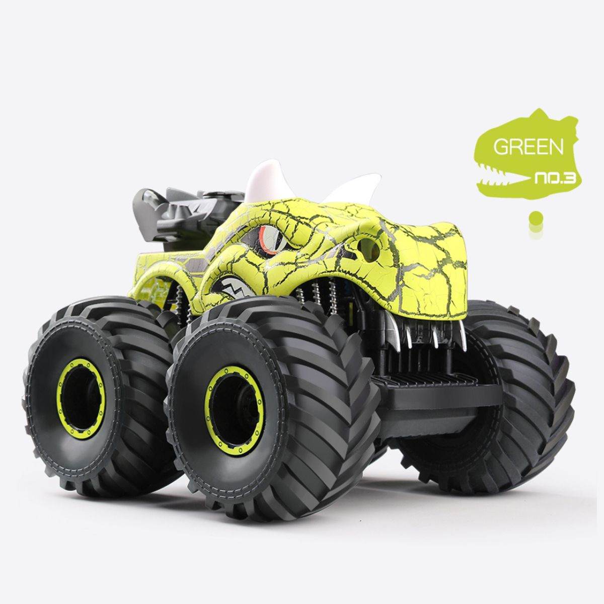 GENERICO - Monster Truck Dino con pulverización y acrobacias 360°-Verde