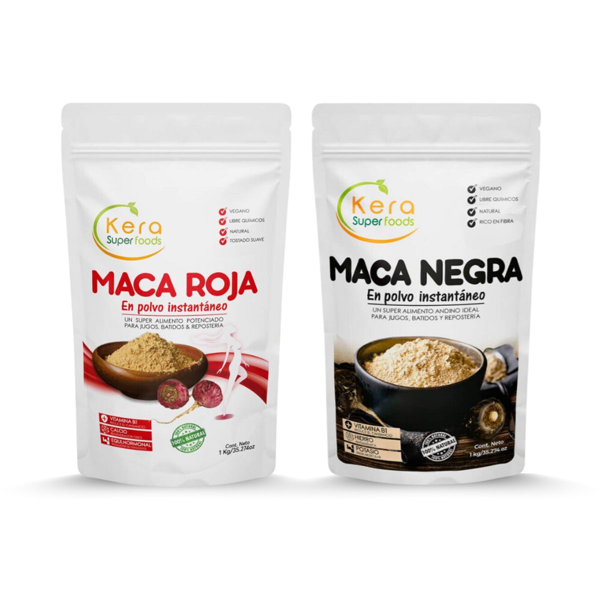 KERA SUPERFOODS - PACK MACA ROJA + MACA NEGRA 1KG