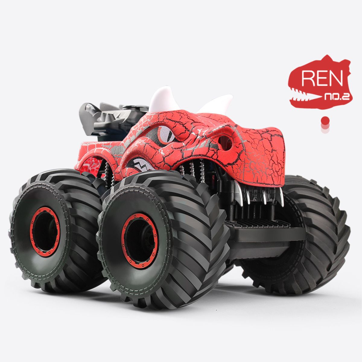 GENERICO - Monster Truck Dino con pulverización y acrobacias 360°-Rojo
