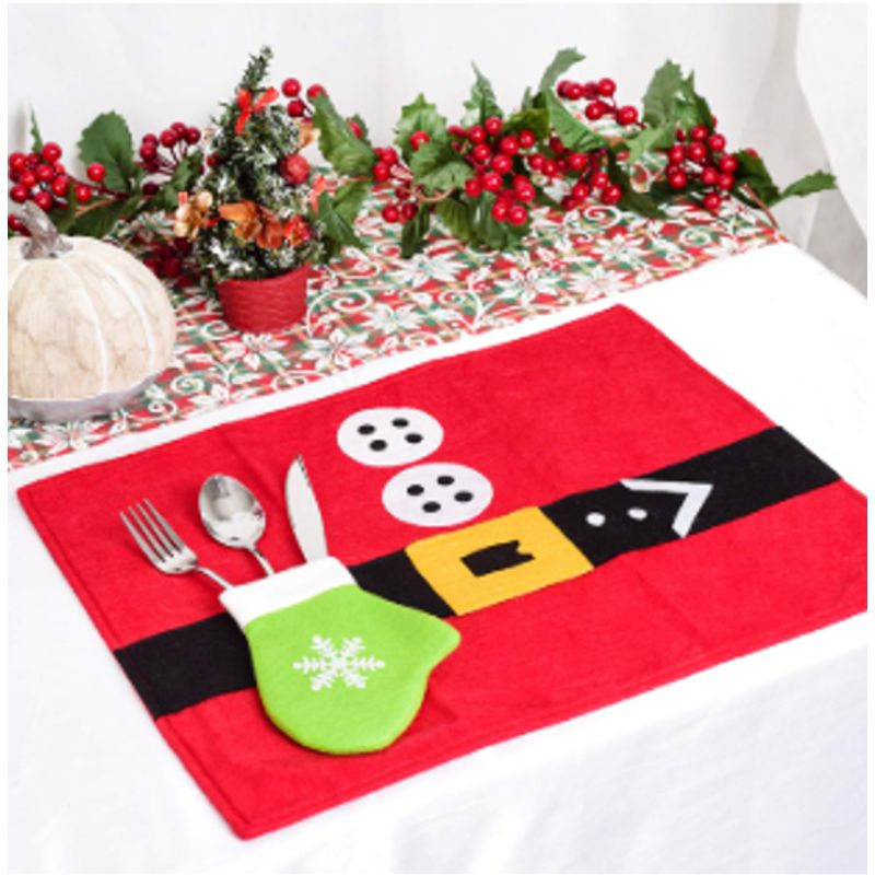 GENERICO - Set 4 Individuales Navideños Papa Noel Posa Cubierto