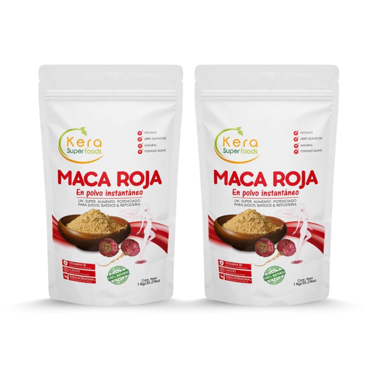 KERA SUPERFOODS - PACK MACA ROJA 1KG X 2